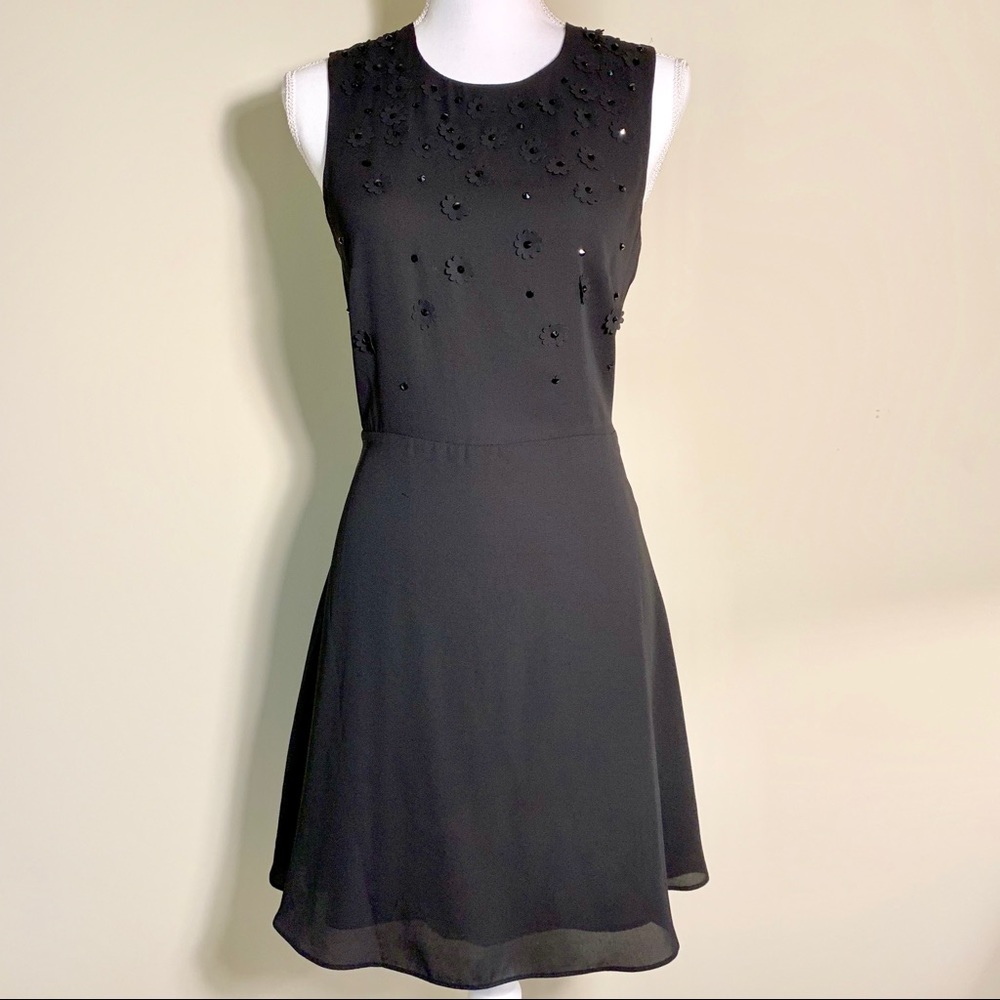 Black dress with flower detail NWOT